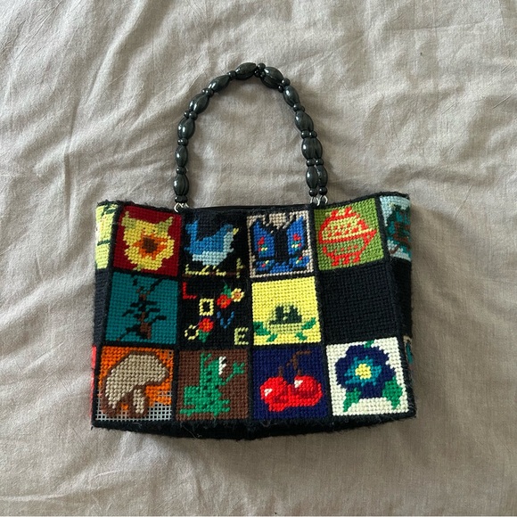 VINTAGE needlepoint patchwork purse - Picture 8 of 8